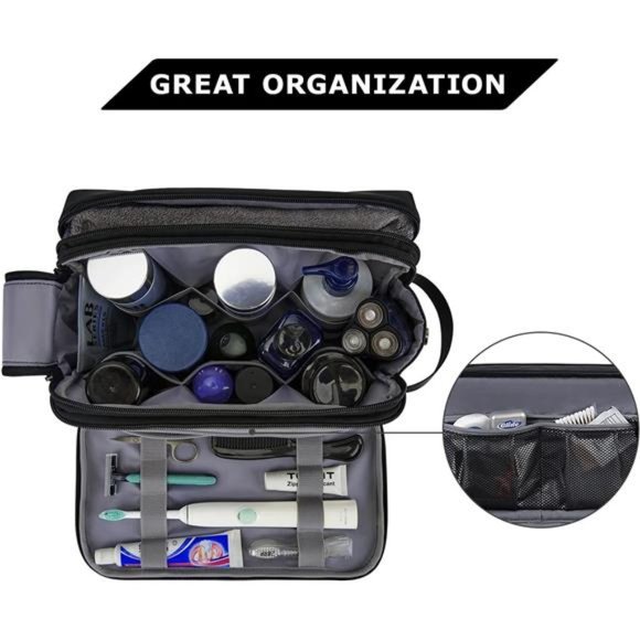 Toiletry Bag for Men, Large Travel Toiletry Organizer Dopp Kit Water-resistant - Picture 2 of 6